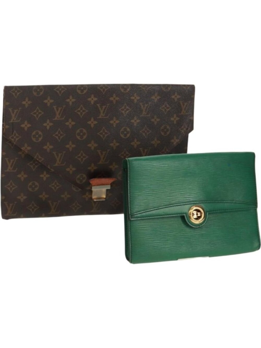 LOUIS VUITTON Monogram Epi Clutch Bag 2 Set Green